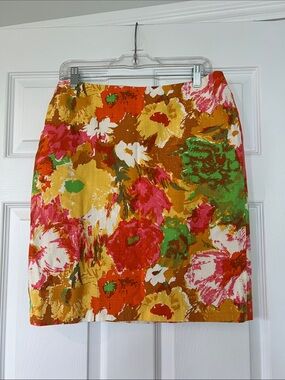 Talbots Floral Mini Skirt in Yellow, Pink & Green